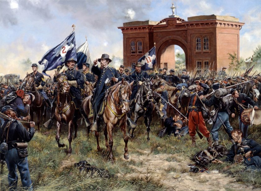 maj gen Winfield Scott Hancock, Abner Doubleday and Oliver Otis Howard at Gettysburg PA 1 july 1863 [a]