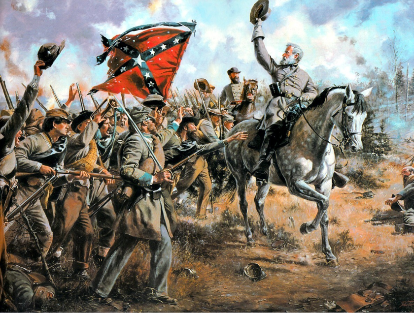 texans of bde gen John Gregg and gen Robert Edward Lee at the wilderness VA 6 may 1864 [a]